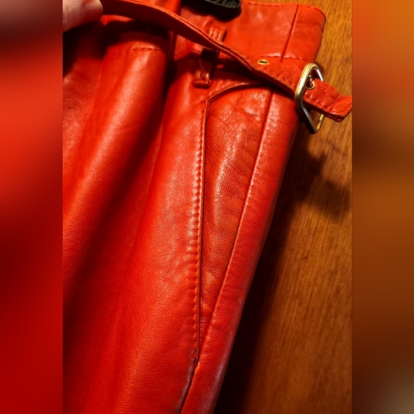 GORGEOUS Garl Creazioni Vera Pelle red genuine leather VINTAGE pants sz42/M - Picture 6 of 12